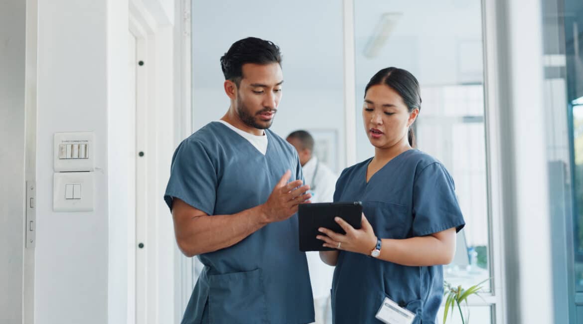 Medical staff with tablet